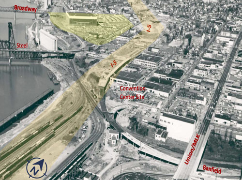Aerial: Rose Quarter area in 1960.