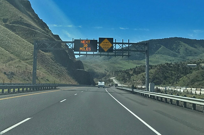 Curve warning sign.